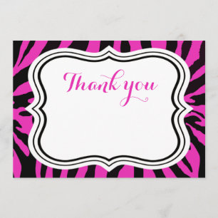 Tiermädchen der schwarzen rosa Zebramode danken Dankeskarte