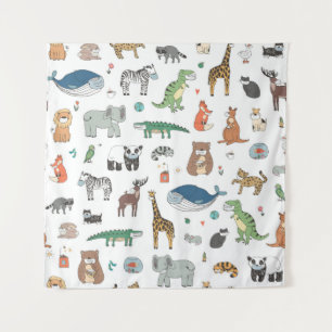 Tiermaske der Kinder, Virusmuster. Wandteppich