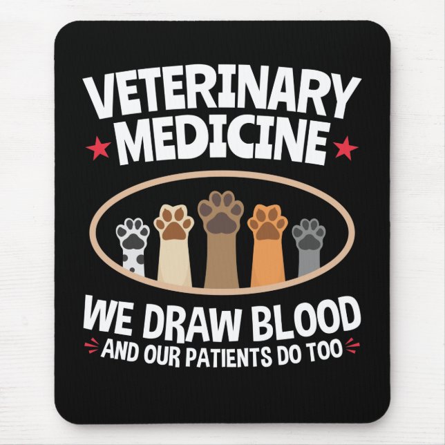 Tiermedizin Wir Zeichnete Blutfunny Vet Tech Mousepad (Vorne)
