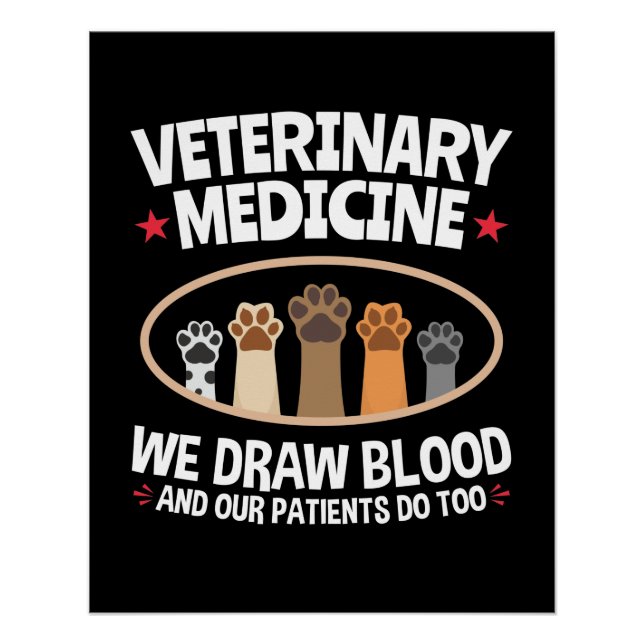 Tiermedizin Wir Zeichnete Blutfunny Vet Tech Poster (Vorderseite)