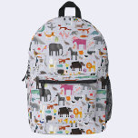 Tiermenagerie Bedruckter Rucksack<br><div class="desc">Alle Arten von Spaß wild,  Dschungel,  Bauernhof,  Safari und Haustiere Tiere und Vögel. Originelle Kunst von Nic Squirrell.</div>