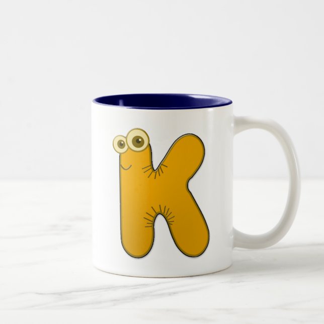 Tiermonogramm - K Zweifarbige Tasse (Rechts)