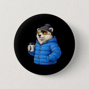 Tiermotive Eisbär Après-Ski-Shirt Skifahren Wi Button