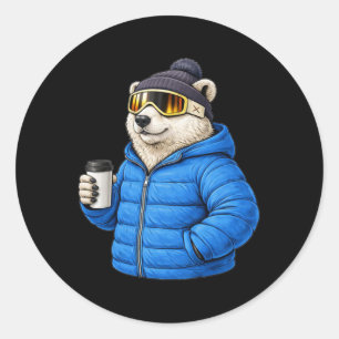 Tiermotive Eisbär Après-Ski-Shirt Skifahren Wi Runder Aufkleber
