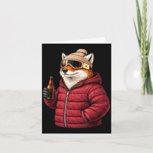 Tiermotive Fuchs-Party Après-Ski-Shirt SkifahrenAn Karte