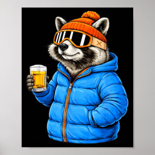 Tiermotive Panda-Party-Après-Ski-Shirt Skifahren Poster