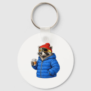 Tiermotive Waschbär Après-Ski-Shirt Skifahren Schlüsselanhänger