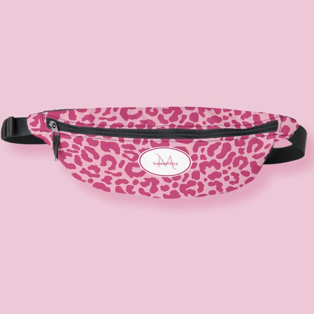 Tiermuster - Eigener Name Pink Girly Travel Bauchtasche (Animal Pattern Customized Name Pink Girly Travel Fanny Pack)