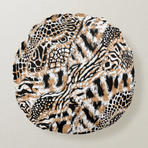 Tiermuster Moderne Leopardenmuster Rundes Kissen