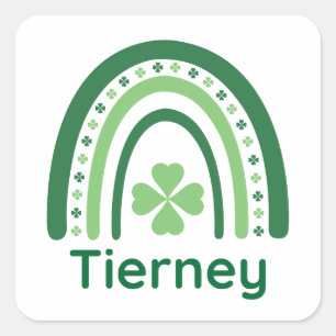 Tierney Name Clover Boho Rainbow Quadratischer Aufkleber