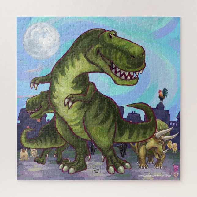 Tierparade Dinosaurier in der Stadt Puzzle (Vertikal)
