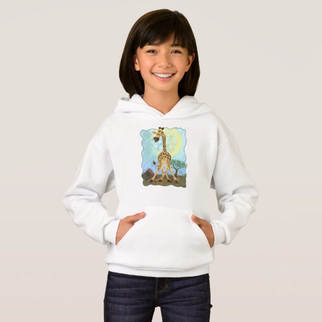 Tierparade Giraffenköpfe und Schwänze Hoodie (Vorne ganz)