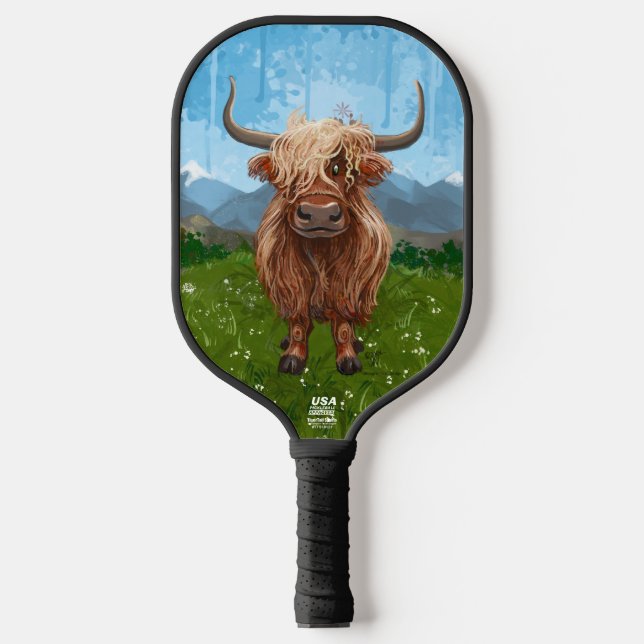 Tierparade Hochland Kuh Pickleball Paddle (Vorderseite)