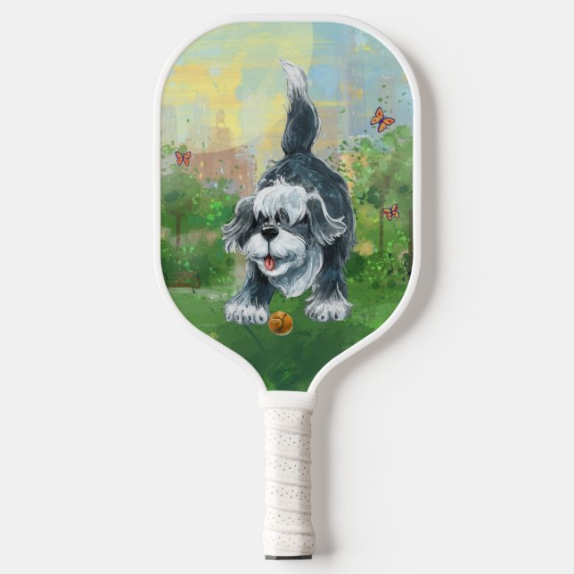 Tierparade Shaggy Sheep Hund Pickleball Paddle (Vorderseite)