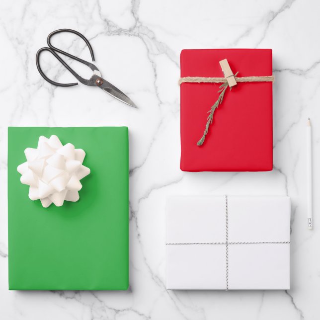 Tierpaw Grüne Weihnachtsbaum 3 Farbe Geschenkpapier Set (Vorderseite)