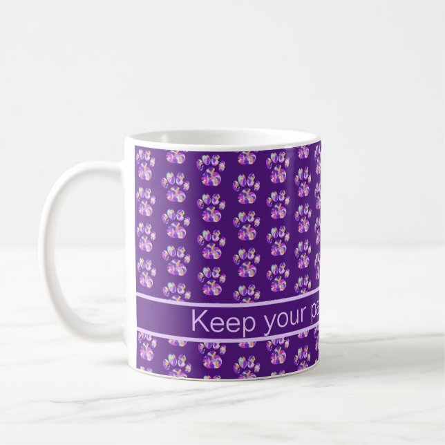 Tierpaw-Silhouette Lila auf Lila Funny Funny Kaffeetasse (Links)