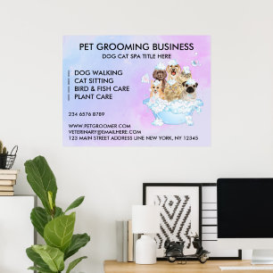 Tierpfleger sitzender Hund Katze Bad Poster