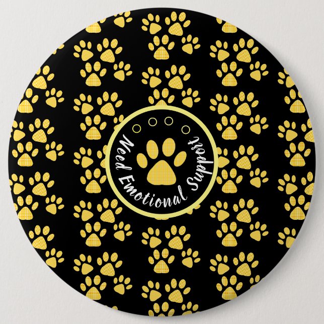Tierpfoten druckgelbe personalisierte Tierrettung Button (Vorderseite)