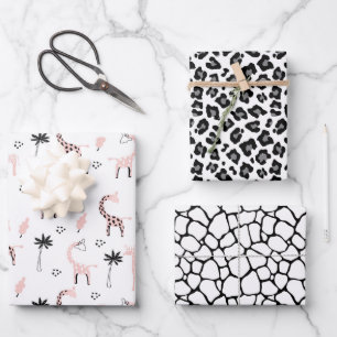 Tierpräparate Leopardenblätter Geschenkpapier Set