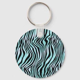 Tierprint Blaues Zebrafell Türkis Schlüsselanhänger