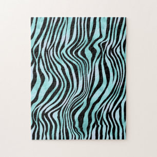 Tierprint hellblaues Zebrafell Türkis Puzzle