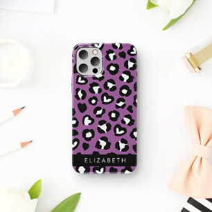 Tierprint, Lila Leopard, Herzen, Ihr Name iPhone 16 Hülle