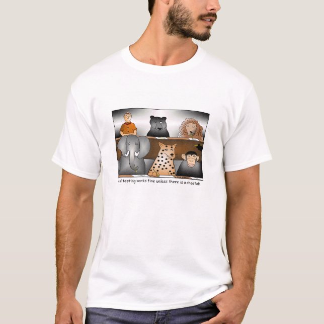 Tierprüfungs-Cartoon-T - Shirt (Vorderseite)