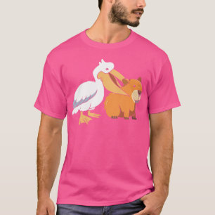 Tierpun Pelican versucht Capybara zu essen T-Shirt