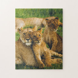 Tierrätsel Mutter und Baby Animal Lion Fotogr Puzzle