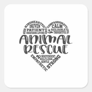 Tierrettung, adoptier, Pflegetier Quadratischer Aufkleber