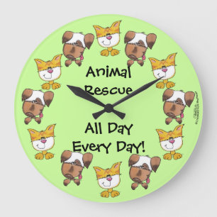 Tierrettung den ganzen Tag, jeden Tag! Katzen und  Große Wanduhr