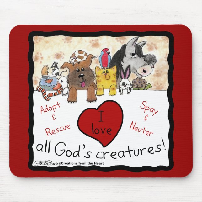 Tierrettung-I-Liebe Alle Gottheiten Mousepad (Vorne)