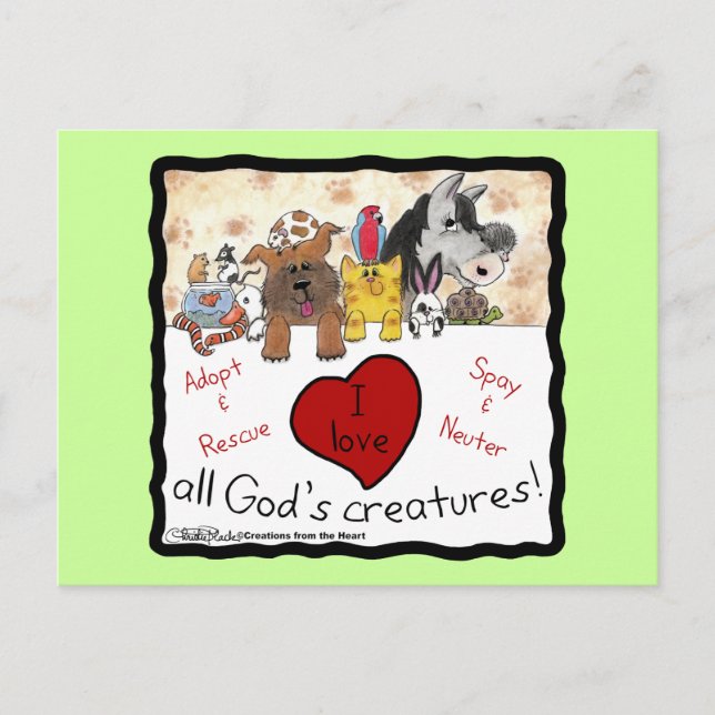 Tierrettung-I-Liebe Alle Gottheiten Postkarte (Vorderseite)