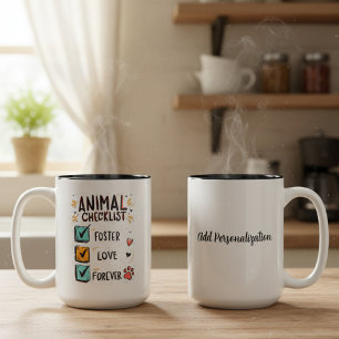 Tierrettungs-Checkliste Foster Liebe Für Immer Zweifarbige Tasse