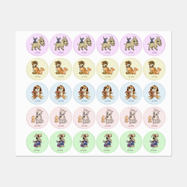 Tierrisches Doppel Etiketten (Blatt)