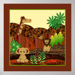 Tiersafari-Druck Poster