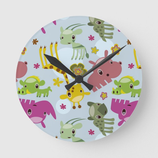 Tiersafarimuster Runde Wanduhr (Vorderseite)