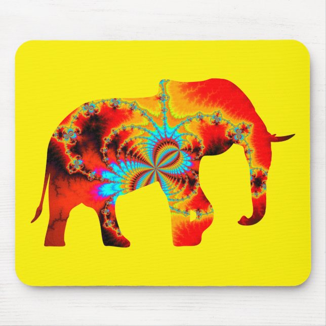 Tierschutz - Fraktal der Elefanten-Silhouette 1 Mousepad (Vorne)