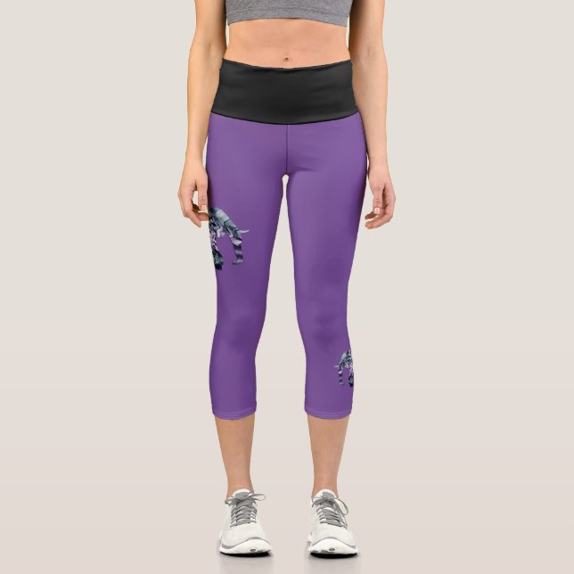 Tierschutz - Fraktal für Elefanten der Silhouette  Capri Leggings (Vorderseite)