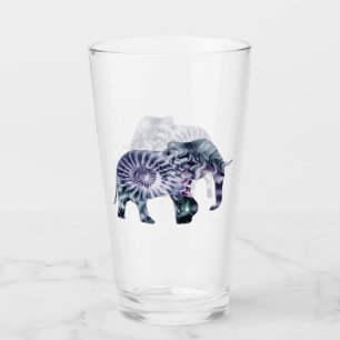 Tierschutz - Fraktal für Elefanten der Silhouette Glas