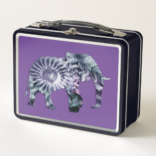 Tierschutz - Fraktal für Elefanten der Silhouette  Metall Brotdose