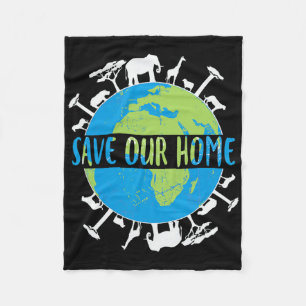 Tierschutz Rette unsere Zuhause Earth Fleecedecke