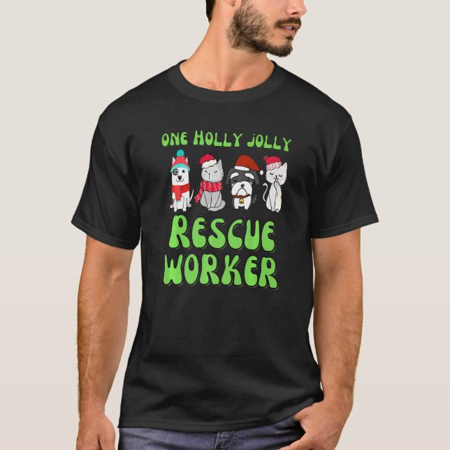 Tierschutzarbeiter Haustier Weihnachtshundehütte T-Shirt (Vorderseite)