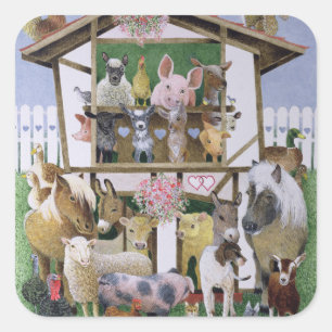 Tierschutzhaus Quadratischer Aufkleber