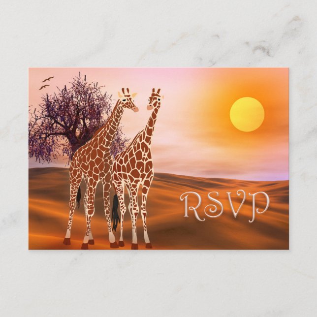 Tierschutzkarte Giraffe Zoo Thema RSVP-Karte RSVP Karte (Vorderseite)