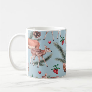 Tierskizze mit Wildkiefernzapfen und Zwillingsrind Kaffeetasse