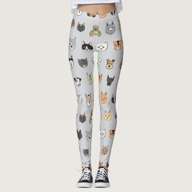 Tierspass: Hunde bei Katzen Doodle Mix Leggings (Vorderseite)