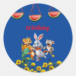 Tierspass Party Geburtstag Einladung Runder Aufkleber