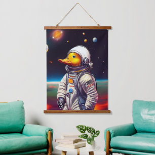 Tierspaziergang, Universum, Raum, Ente Wandteppich Mit Holzrahmen