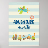 Tierspielzeug-Zug und Flugzeug-Abenteuer erwartet